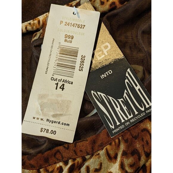 Bianca Nygard NEW One Shoulder Mini Dress Size 14 Leopard Print Brown Party Date - Picture 7 of 8